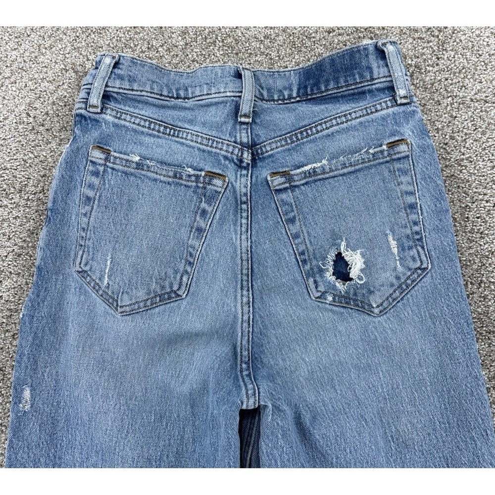 Abercrombie & Fitch 90s Straight Ultra High Rise Criss-Cross 25/0 XL Light Wash - Picture 7 of 14